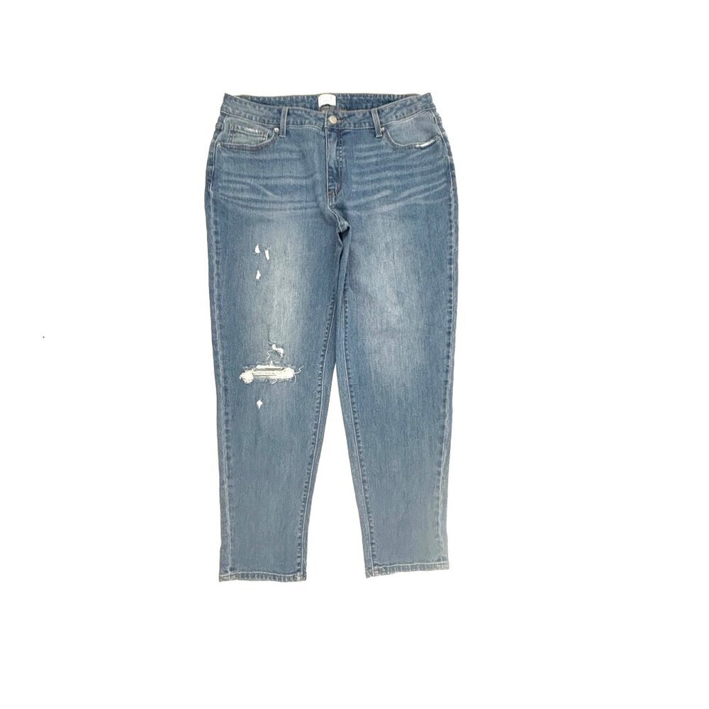 Time And Tru Distressed Boyfriend Women's size 14 Medium Wash‎ Blue Denim Jeans